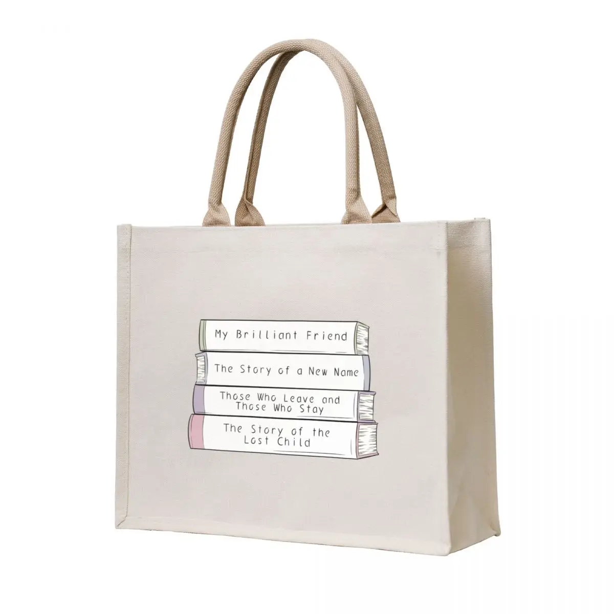 

Elena Ferrante most popular work, book stack Tote Bag sac pour femme Beach bag Canvas bag for women