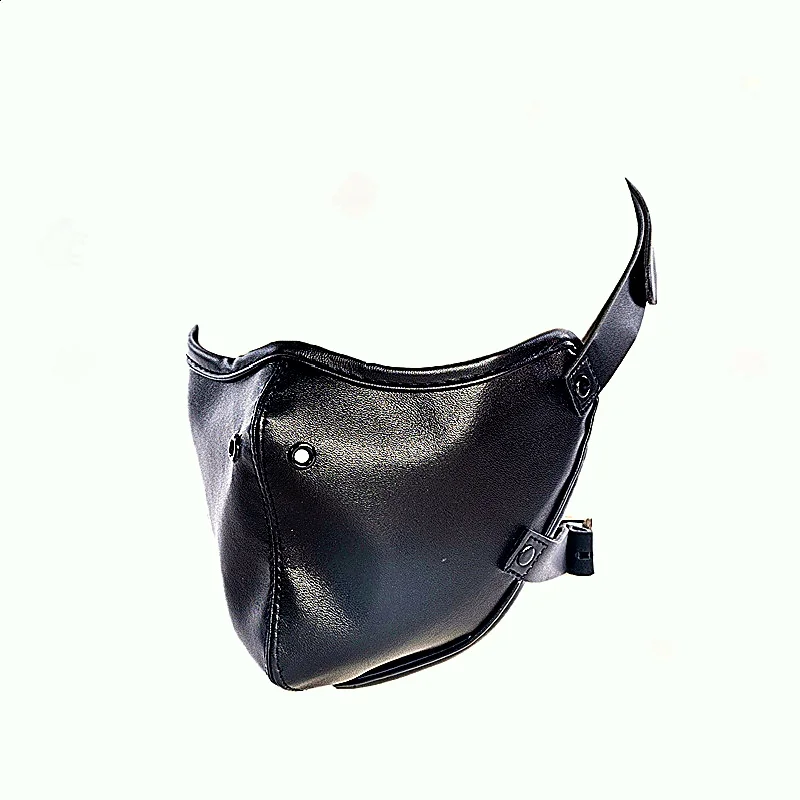 قناع جلدي قابل للتعديل مع كمامة الفم وBDSM عبودية الرقيق الكرة المكونات يخلق لعبة الجنس التدريب السوداء القابلة للتنفس للنساء #3