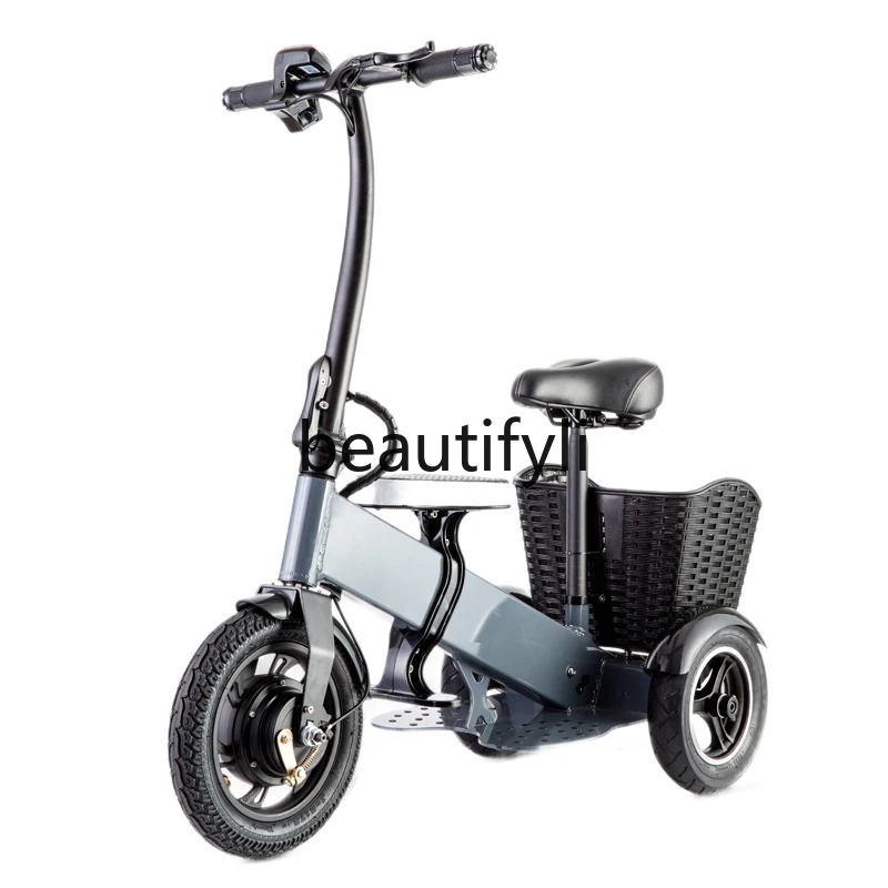 مركبة كهربائية، سكوتر مزدوج خفيف الوزن ومحمول وخفيف الوزن بثلاث عجلات، سيارة صغيرة قابلة للطي للبالغين