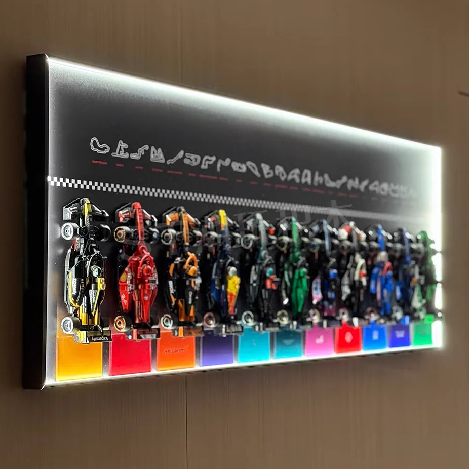 

Suitable for LEGO SpeedF1 Movie 77252APXGP Racing Blocks Wall Picture Frame Display Wallboard 11 Cars