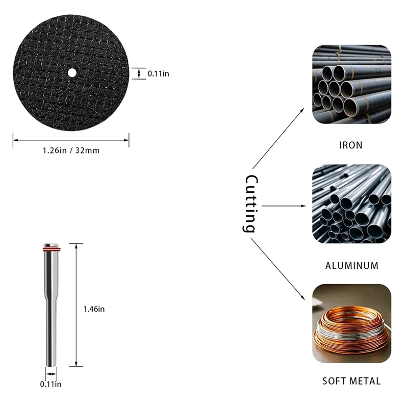 Pacote de roda de corte aaan para ferramenta rotativa dremel-66 peças conjunto com 20 peças de discos de resina e 6 peças de lâminas de serra circular hss
