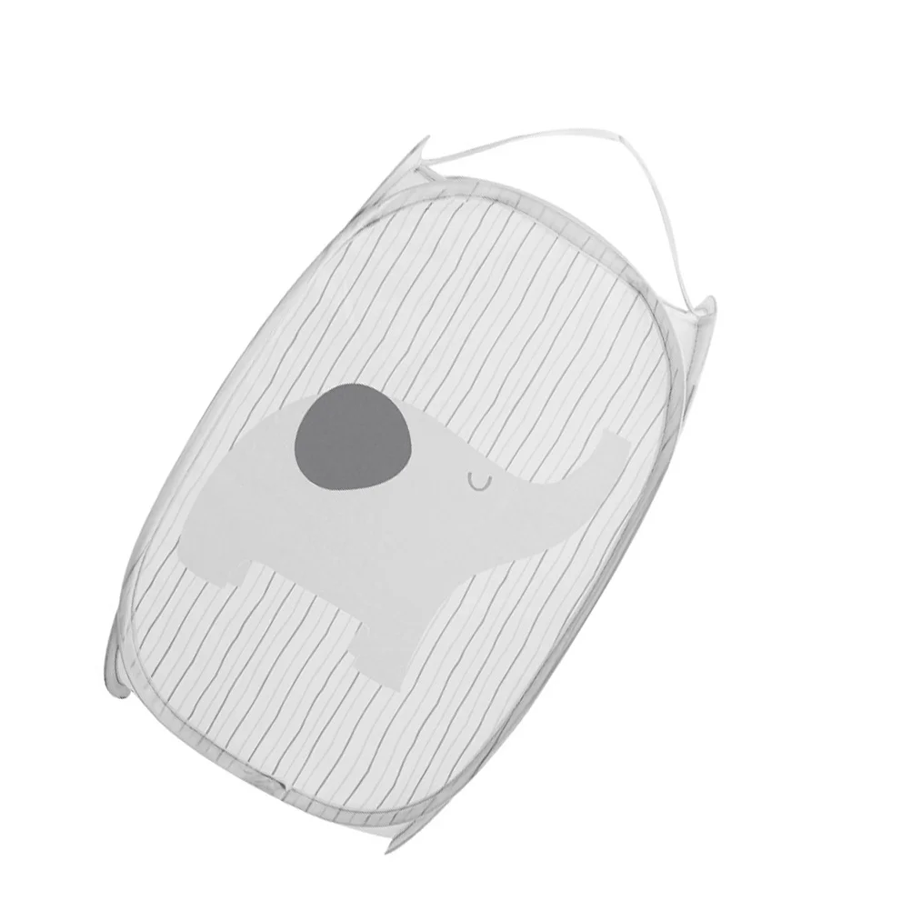 

Large Capacity Laundry Storage Basket Foldable Fabric Clothes Hamper for Home Dorm Room Bathroom Grey Cartoon Animal Design