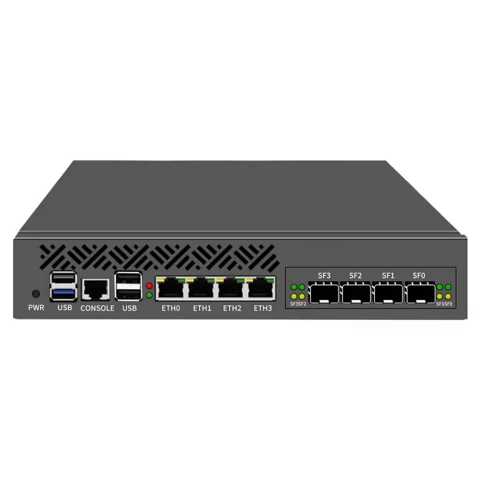 Topton 1U 9.5 Inch Rack-mounted Firewall Appliance Mini PC Intel N100 4*/2*10G SFP 4xi226-V 2.5G Gateway Network Security Server