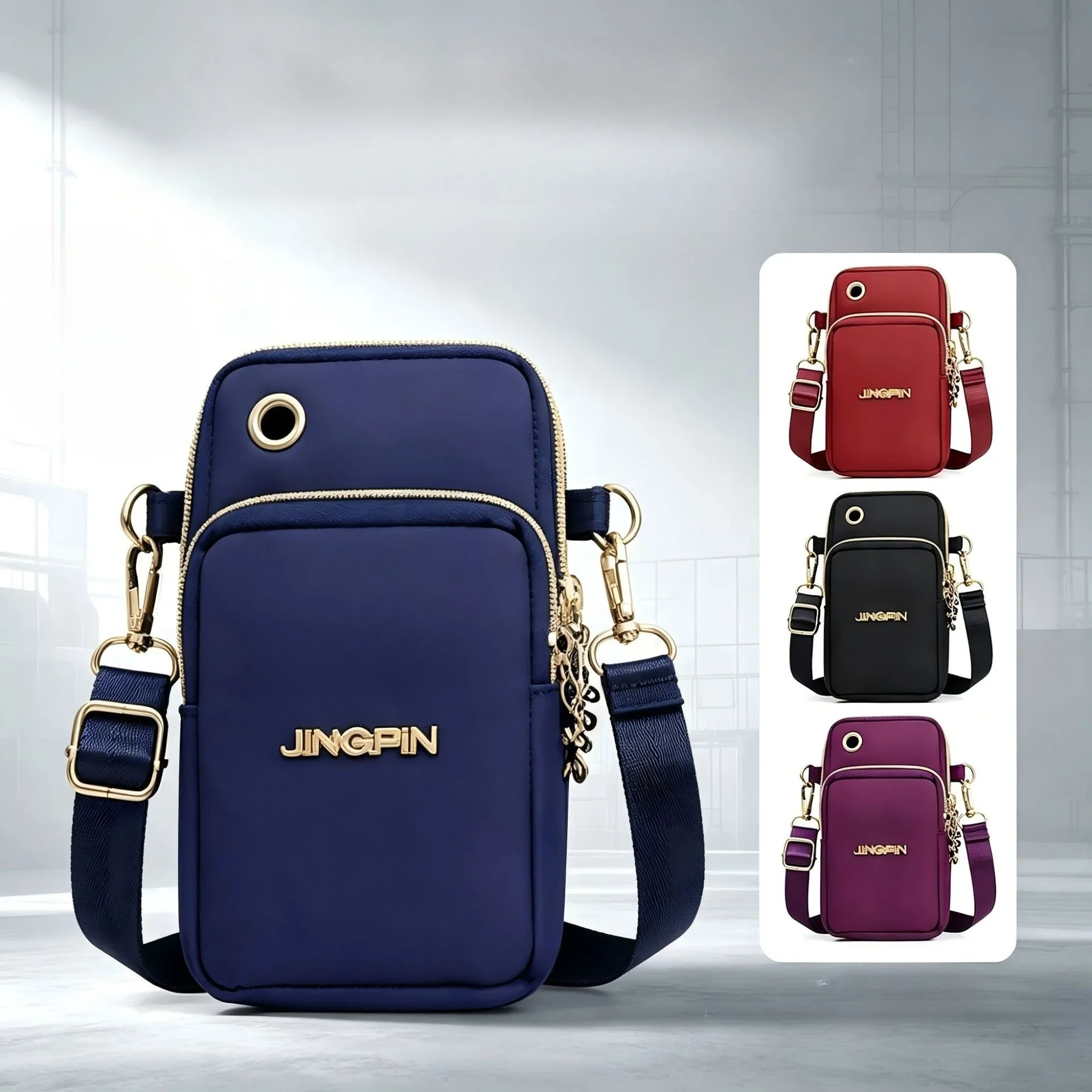Portable Oxford Mini Phone Bag Multi-layer Zipper Travel Crossbody Bag Handbag Waterproof Sports Arm Bags