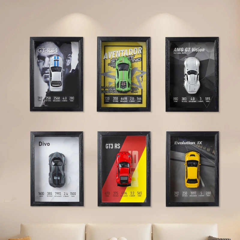 

3D Frame with Alloy Metal Sports Car Model of Simulation Divo AMG GT 911 Racing Car Hanging Painting Collection Decorative Gifts
