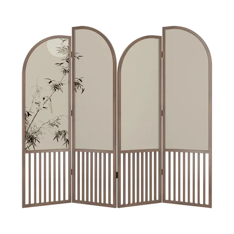 Fomex Song Style Aesthetics New Chinese Bamboo Moon Screen Partition Living Room Sofa Background Wall Entrance Folding Fence