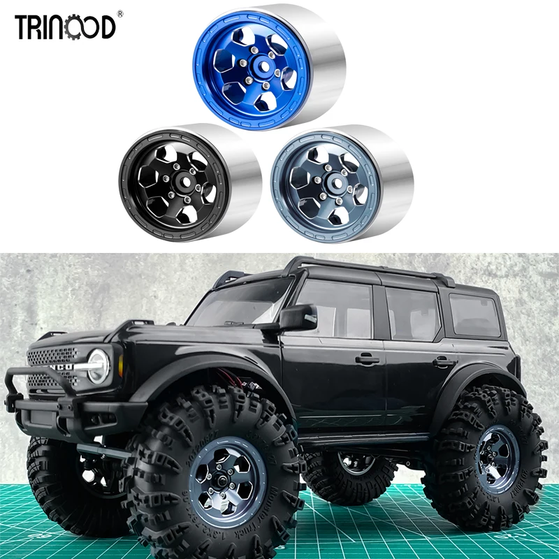 

TRINOOD 4PCS 1.3" Aluminum Alloy Beadlock Wheel Rim for 1/24 Axial SCX24 1/18 TRX4-M RC Crawler Car Upgrade Parts