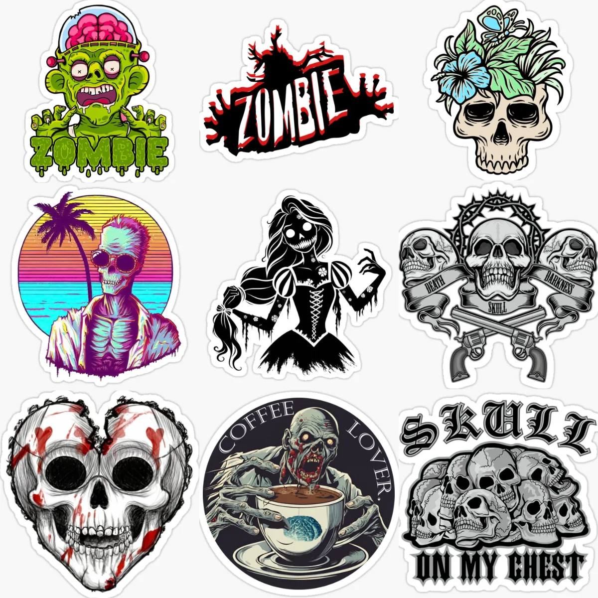 

Terrifying ZOMBIE Skull Creative Car Sticker for Decorate Car Bicycle Wall Window Fridge Helmet Door Decal Accessories