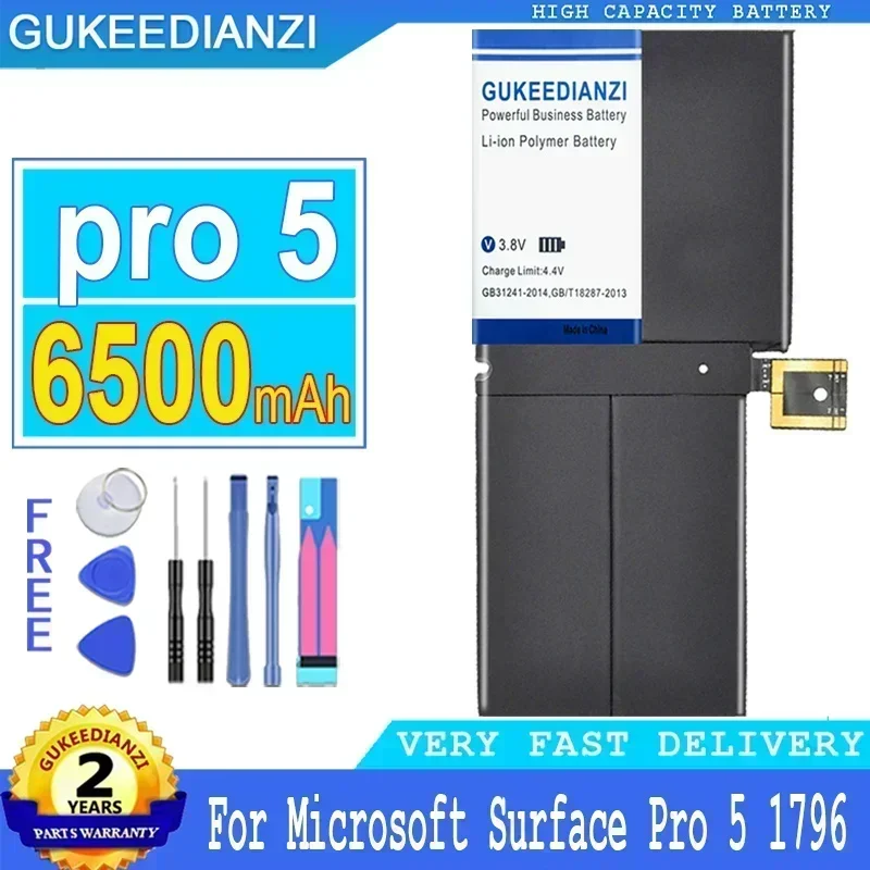 Large Capacity Replacement Backup Battery 6500mAh For Microsoft Surface Pro 5 1796 7.57V 45.5Wh Series Tablet