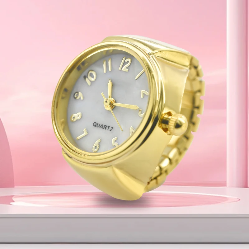Creative Alloy Shell New Hot Selling Finger Circular Arabic Numeral Scale Dial Couple Men'S And Women'S Ring Watch