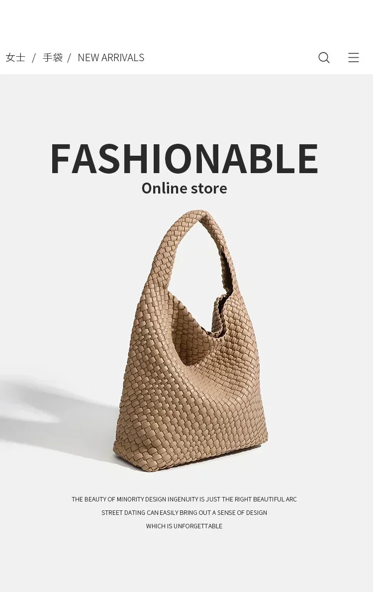Schultertasche für Damen, gewebte Handtasche aus PU-Leder, handgewebt, große Kapazität, lässiges Geschenk für Damen, Arbeit, Büro, Einkaufen – Detail 2