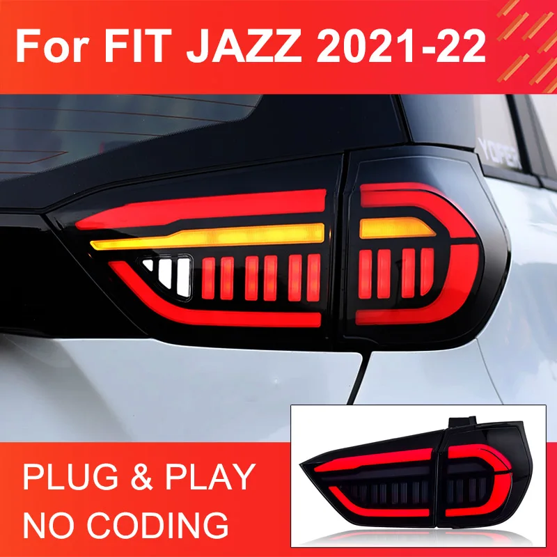 

1 Pair LED Tail light Assembly For Honda FIT Jazz 2021 2022 Taillights Plug and Play with LED Dynamic Turning Rear Taillamps