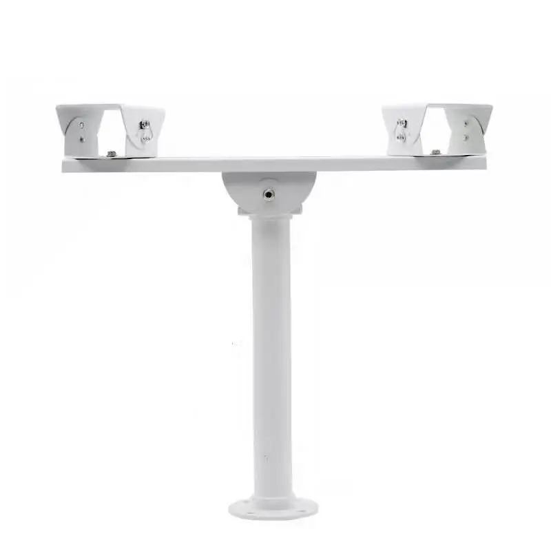 White Surveillance CCTV Double Camera Stand Horizontal Arm One-to-two Crossbar Universal Duckbill Bracket for Dual Camera Mount