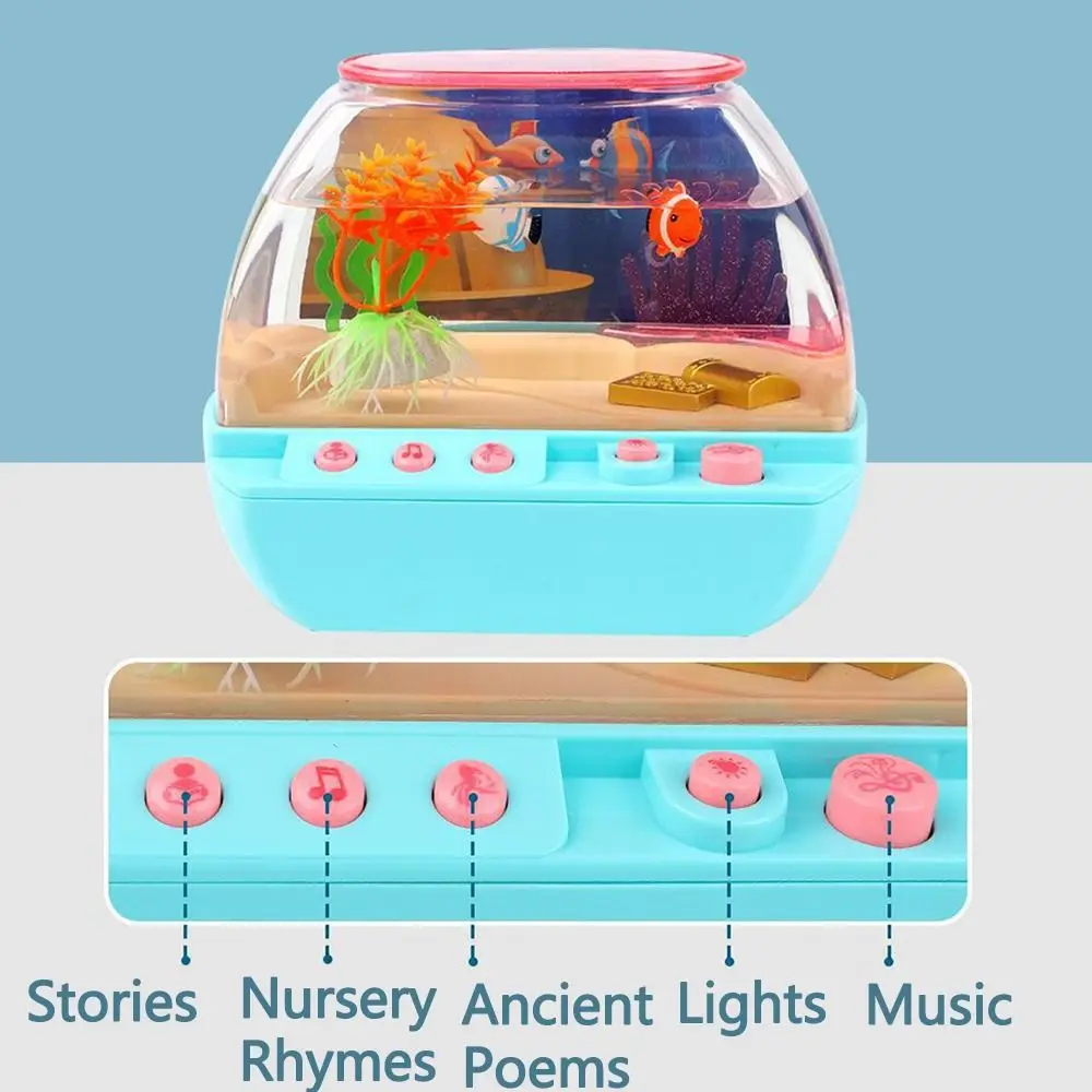 Creative Artificial Aquarium Toy Cartoon Lovely LED Light Up Tank with Music Electric Mini Simulation Fish Tank