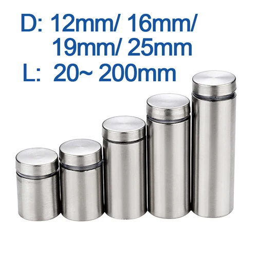 Imagen 1 del producto Sujetadores de vidrio de 4/ 6 piezas, separadores de publicidad acrílica de acero inoxidable de 12mm, pasador de clavos, tornillos de fijación de cartelera, Hardware