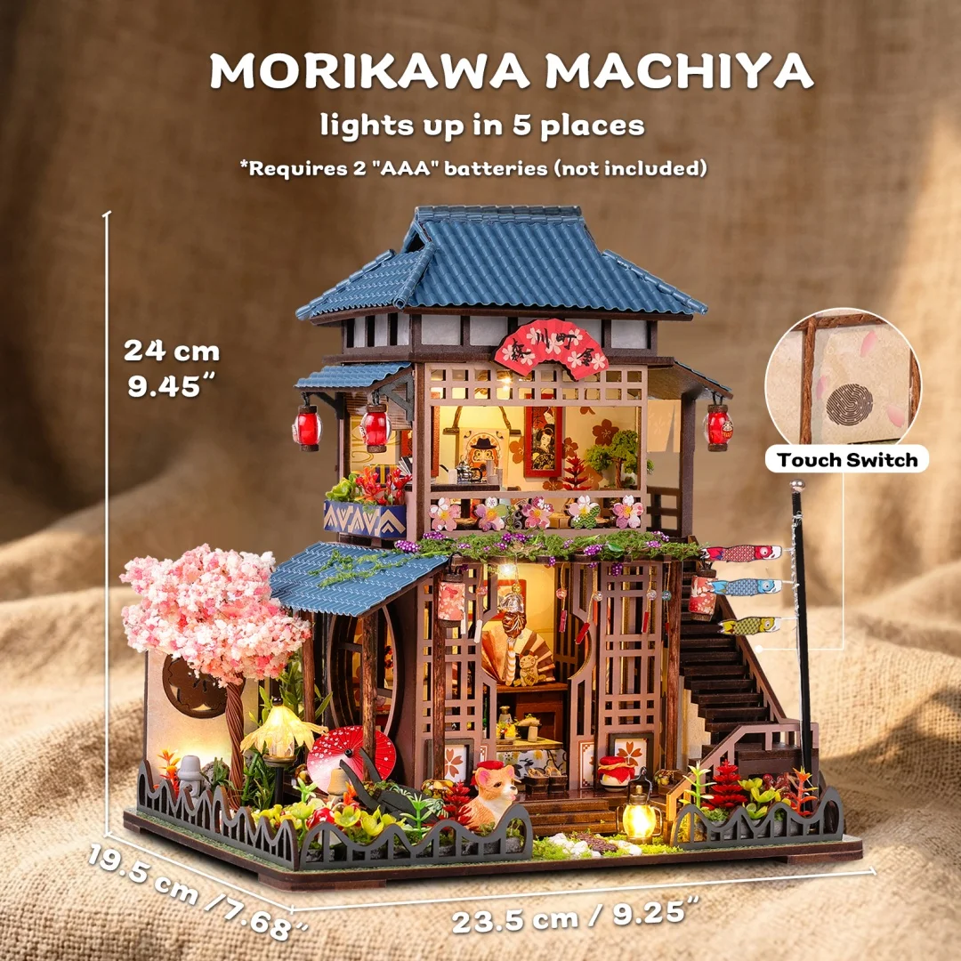 DIY Miniature House Kit, Japanese‑Style Tiny Dollhouse Model, Mini Wooden House Building Kit, Creative Handmade Craft Decoration