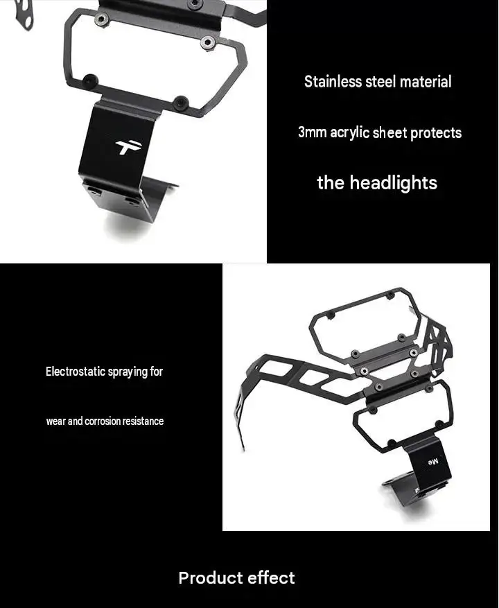 For CFMOTO 450MT Modified Headlight AntiCollision Protection Cover Stainless Steel Frame Color-Changing Faceplate for Motorcycle