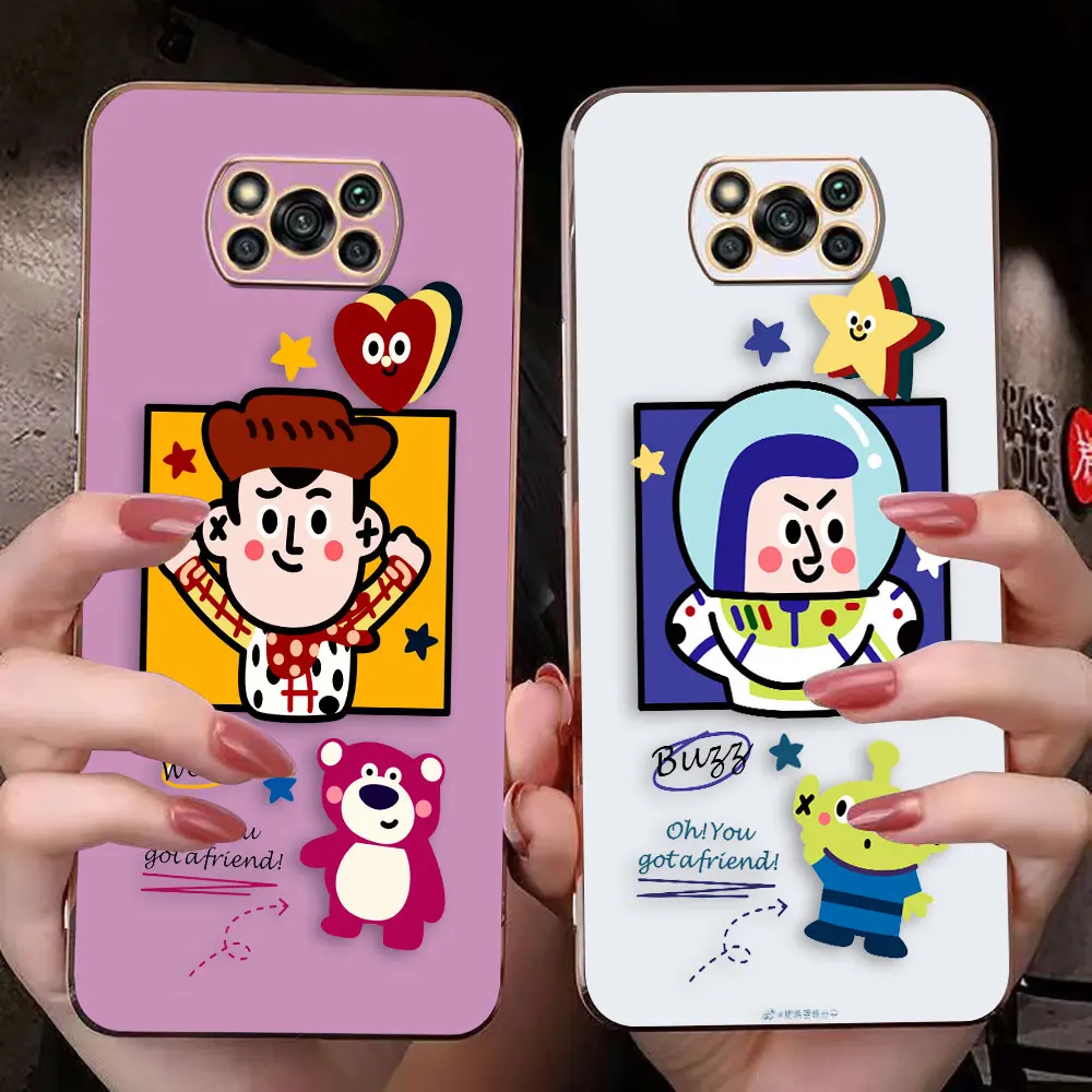 Cover Smooth E-TPU Phone Case Xiaomi POCO F1 F2 F3 F4 F5 M2 M3 M4 M5 X2 X3 X4 GT NFC C40 PRO 4G 5G Case Funny Toy Story Couple