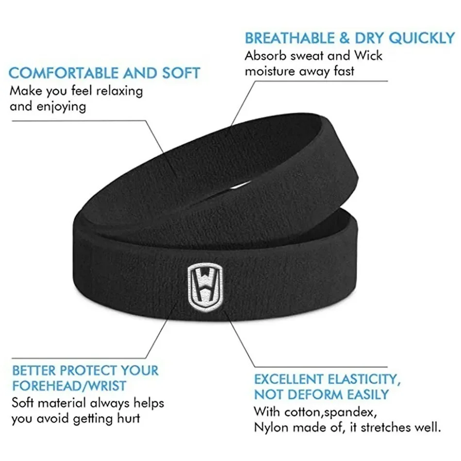 WOSWEIR-Cotton Athletic Headband Elastic Sweatbands Women Men Basketball Sports Gym Fitness Sweat Band Volleyball Tennis image 3