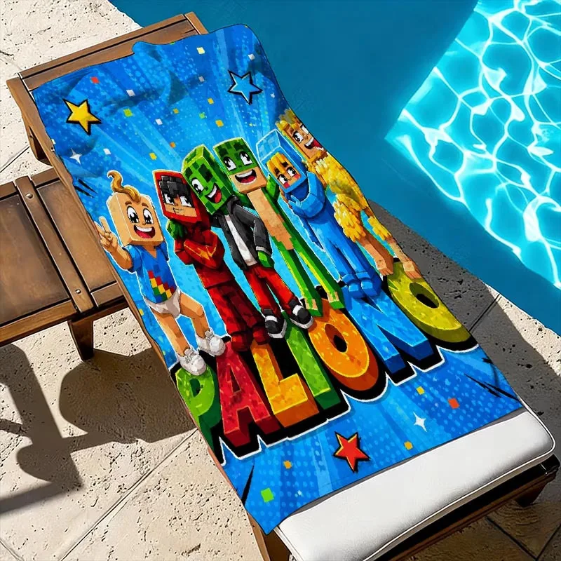1pc P-Palion Block Pixel Cartoon Boys Beach Towel Microfiber Quick Dry Bath Towel For Pool Beach Travel Game Fans Gift