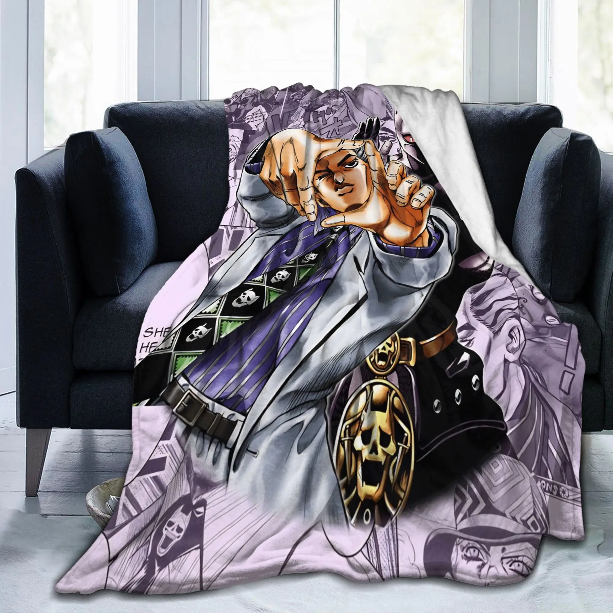 J-JoJos Bizarre Adventure Manga  Blankets Fleece Soft Throw Blankets for Car Sofa Couch Bedspread