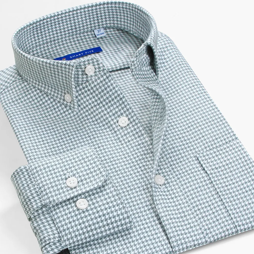 Smart Five Plaid Casual Shirts For Men Clothing Long Sleeve Men's Shirt Checkered Social Shirt 2024 Man Clothes Summer Shirt