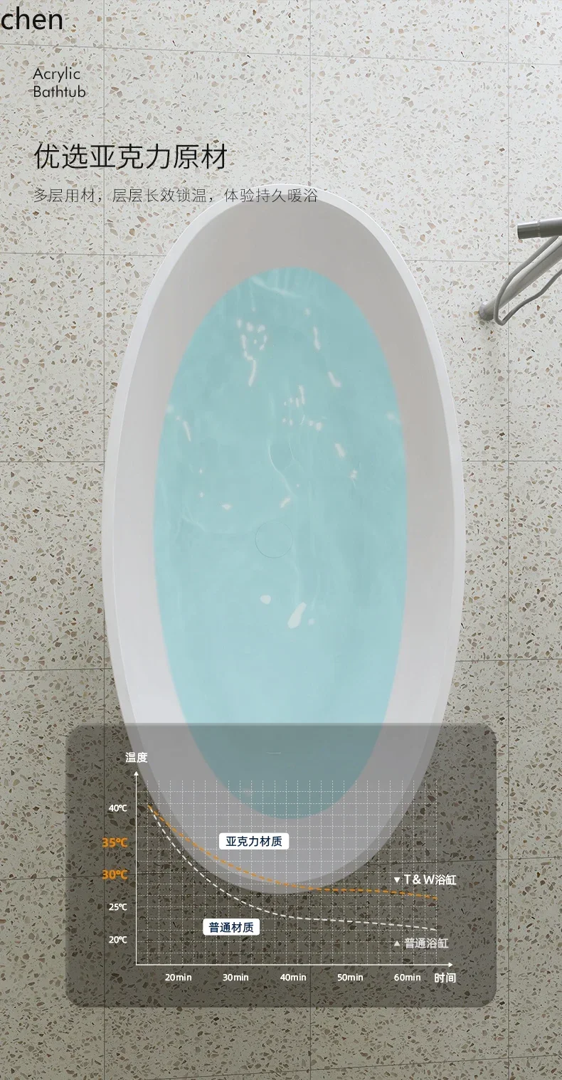 ZML Acrylic Bathtub Integrated Household Freestanding Small Apartment Homestay Hotel