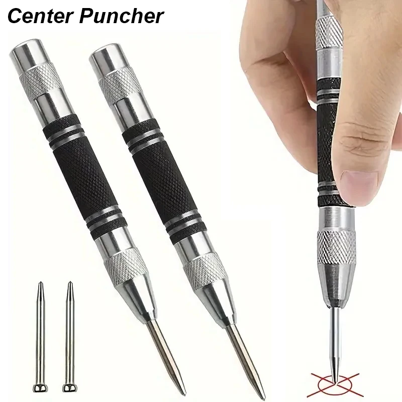 Auto Center Puncher Hole Marker ไม้โลหะเหล็กสปริงโหลด Kerner เจาะ Locator Heavy Duty Punch ช่างไม้มืออัตโนมัติเครื่องมือ