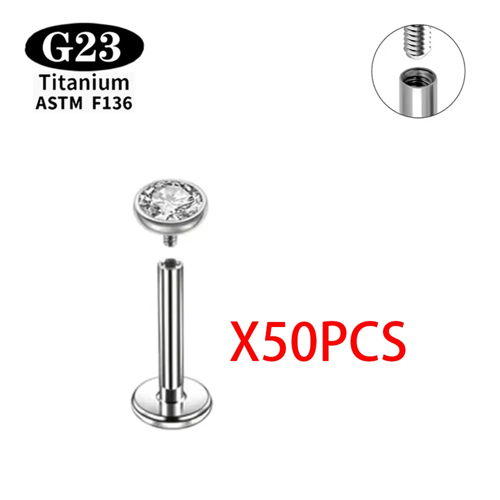 Großhandel 5/50/100 Stück ASTM F136 Titan Piercing Body Labret Nasenstecker Ohrring Tragus Helix Knorpel Conch Flatback Ohrläppchen