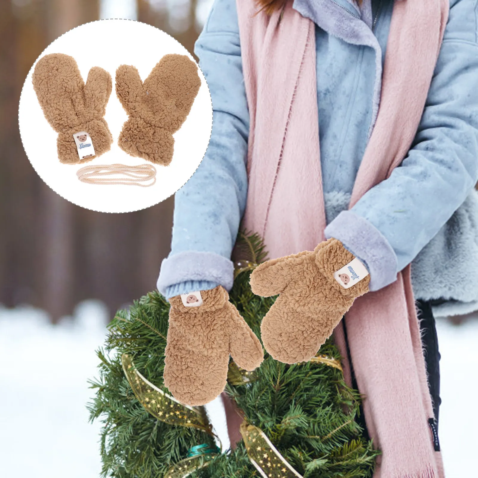 

1 пара зимних теплых варежек, толстые мягкие перчатки с мультяшным дизайном для девочек, детские перчатки для холодной погоды, теплые и удобные