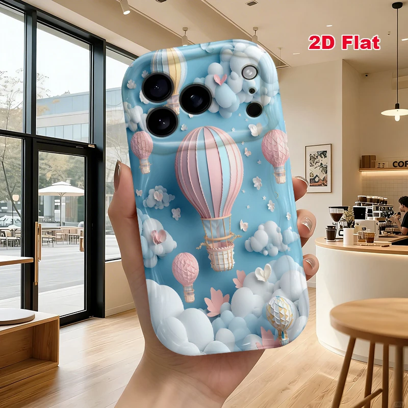 2D Flat Soft Silicone Phone Case For iPhone 17 Pro Max 16 18 Pro 13 11 15 14 Plus 12 17 16E 17Promax Shockproof Transparent Funda Cover