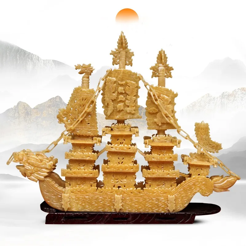 Huangyu Longchuan Living Room Home Decoration Company has had smooth sailing jade carving large jade creative jade ornaments