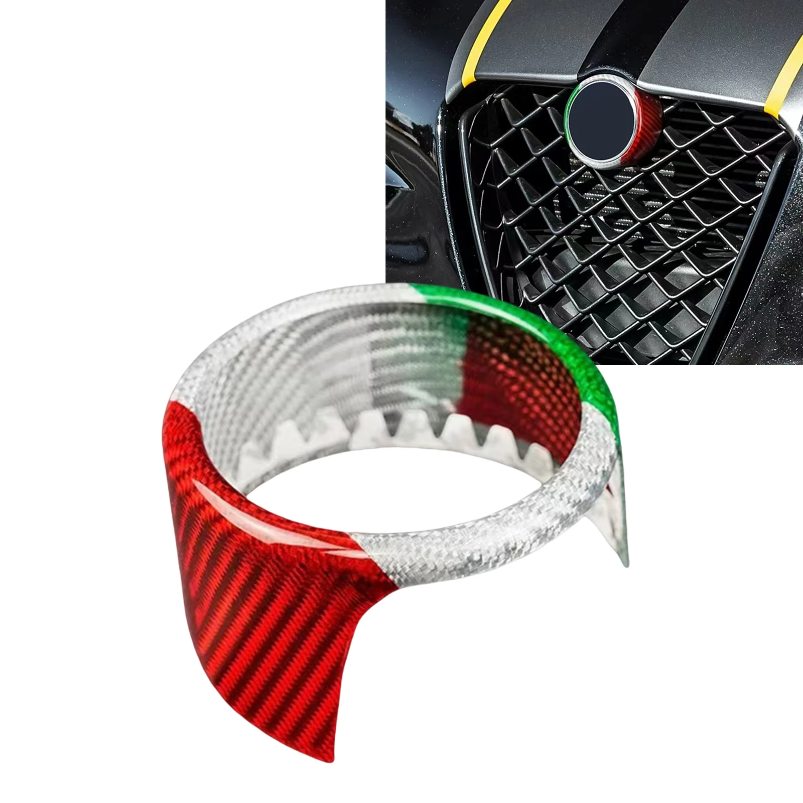 

Real Carbon Fiber Exterior Front Grille Grill Center Marker Frame Trim For Alfa Romeo Giulia 2017-2022