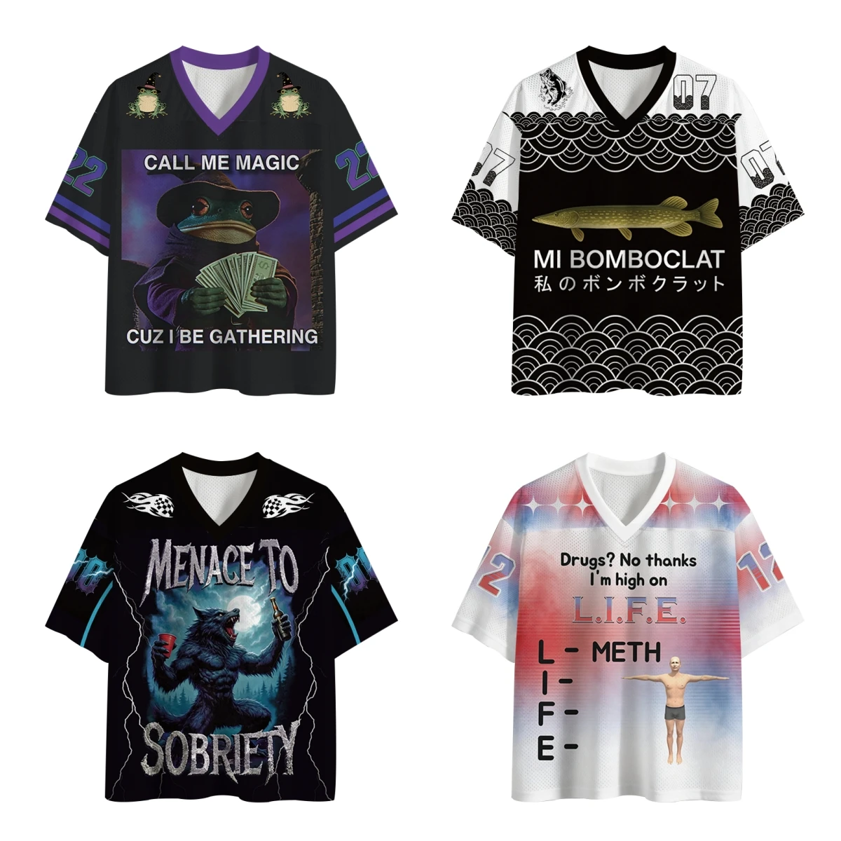 Meme Graphic Jersey Collection,Funny 3D Print Sports Tee,Y2K Streetwear Short Sleeve Shirt,Single Top Available for Men Women