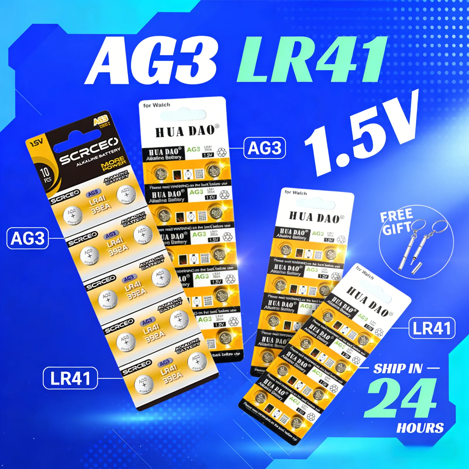 

Long Lasting LR41 AG3 1.5V Coin Cell Batteries Alkaline L736 384 392 SR41 192 CX41 for Watches Calculators Laser Pointers Lamps