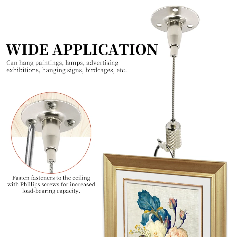Picture 6: 1.5mm Adjustable Steel Cable Hanging Painting Kit, Steel Wire Hanging Rope Is Used for Hanging Painting Frames/Potted Plants