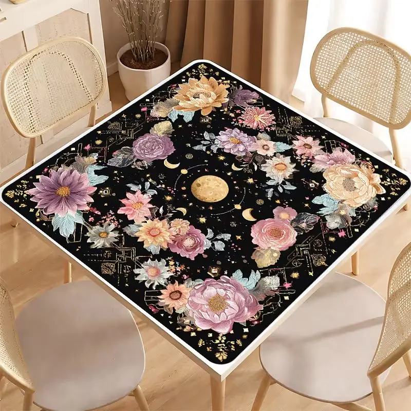 Retro Strip Printed Mahjong Table Mat Anti-Slip Noise Reduction for Card Game Table Playing Room Home Decor Mahjong Night