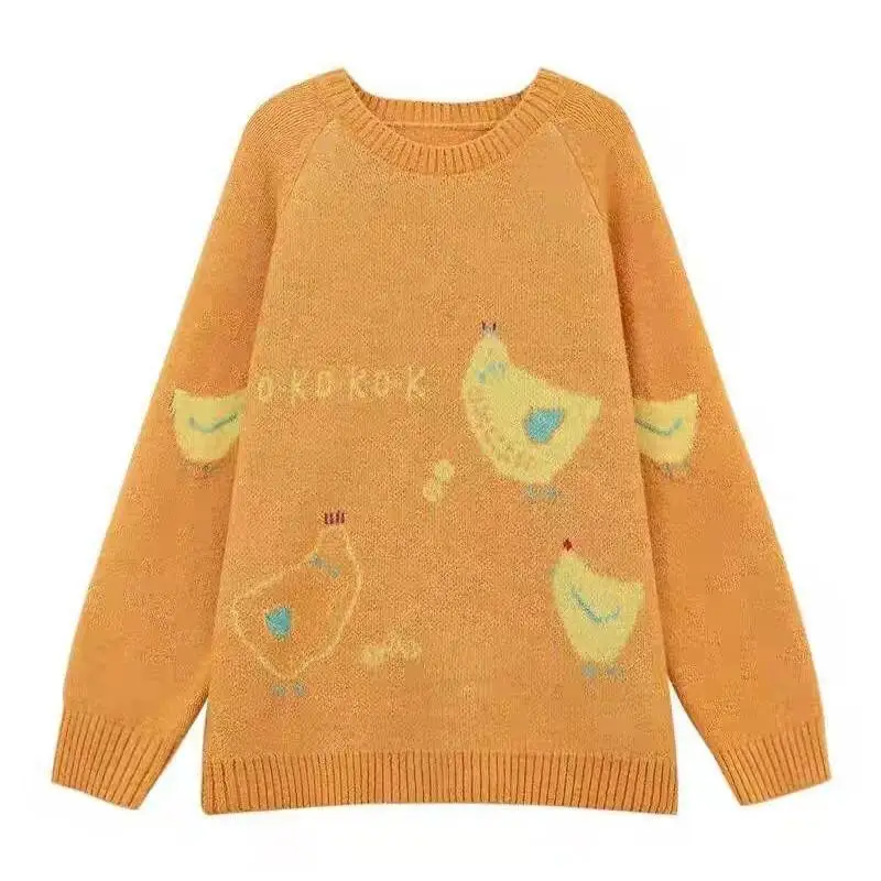 سترة نسائية محبوكة جديدة برقبة دائرية لخريف وشتاء 2025، سترة كورية راقية ناعمة وفضفاضة لطيفة #5