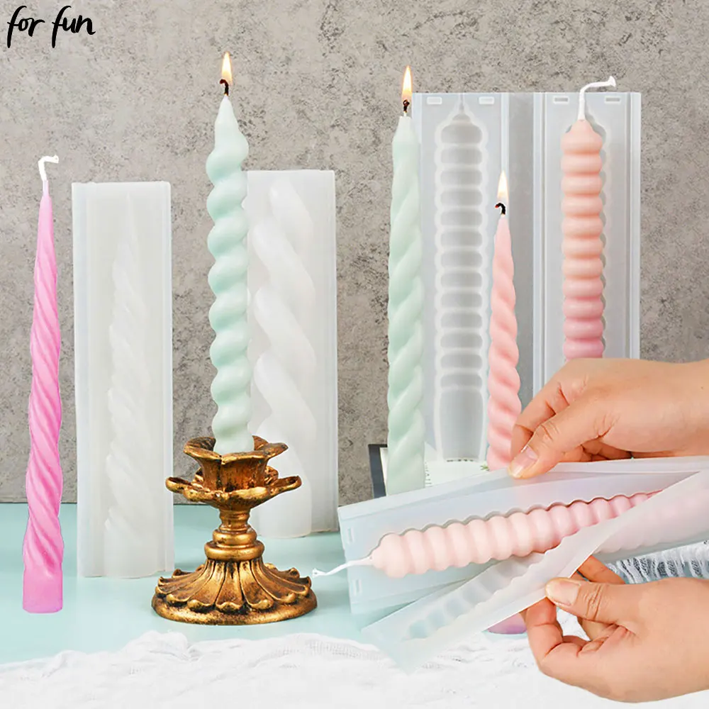 For Fun DIY Long Strip Candle Silicone Mold Irregular Shape Spiral Candles Mould Candlelight Dinner Handmade Candle Stick Making