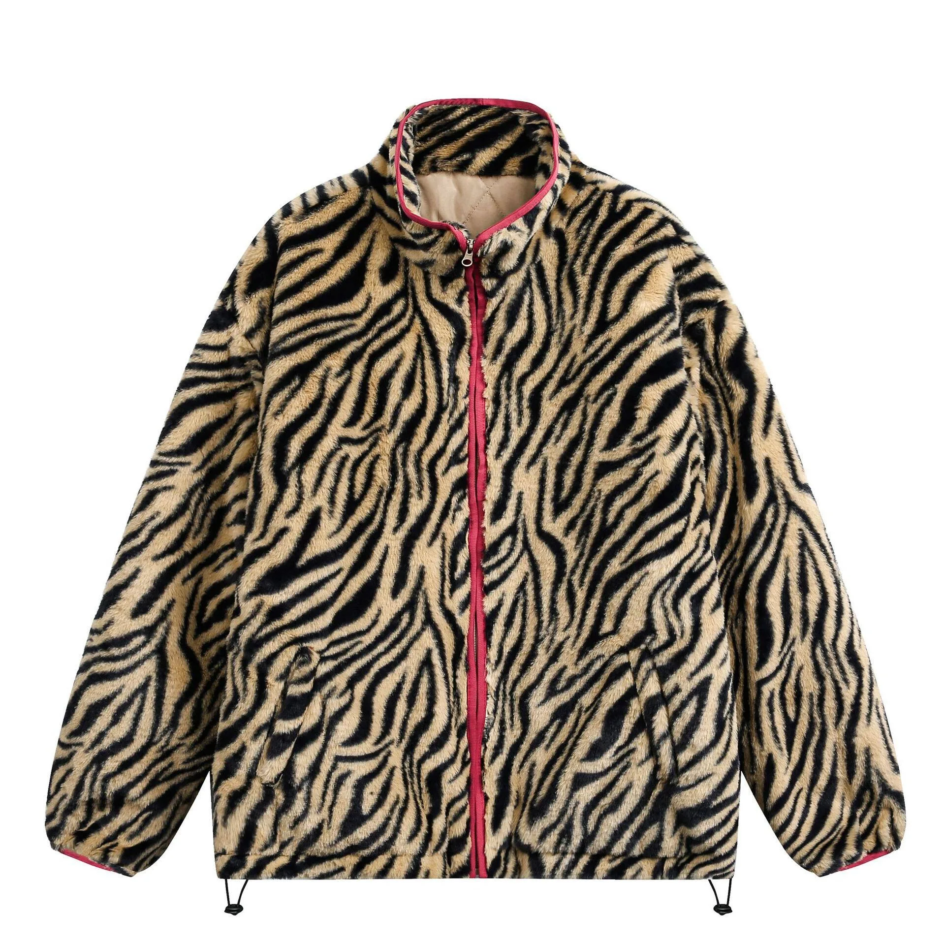 Japanese Kapital Vintage Tiger Stripe Stand Up Collar Jacket for Men and Women Loose and Thick Warm Coats