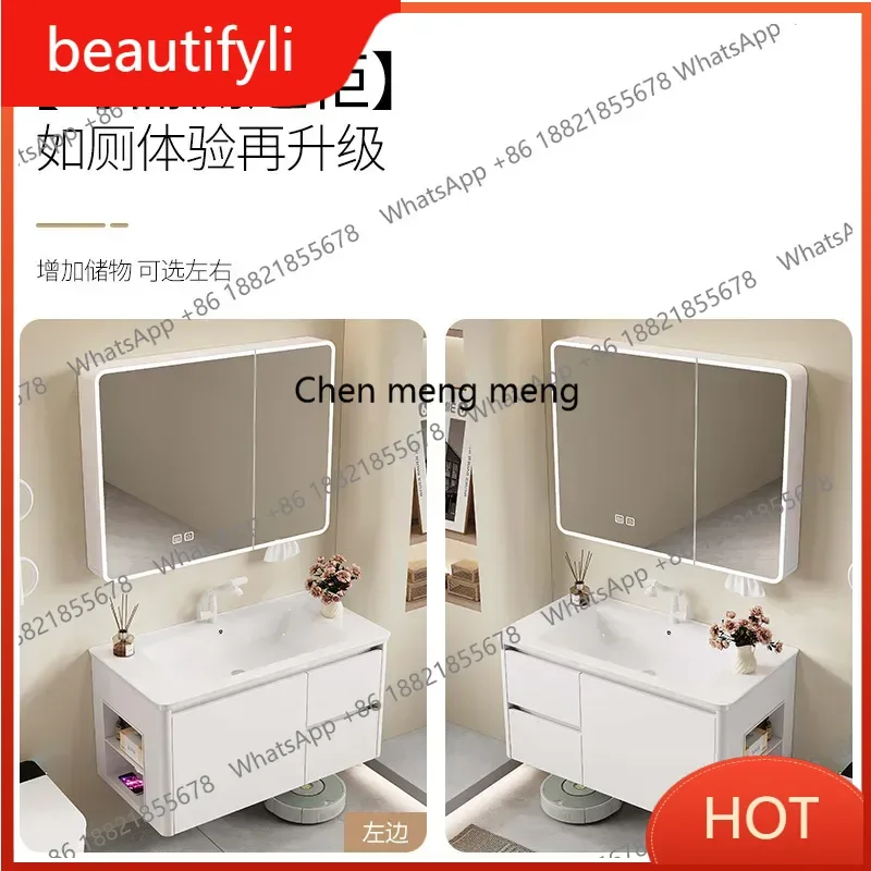 D80 Bathroom Cabinets with Ceramic Integrated Basin Bathroom Cabinet Hand Washbasin Cabinet Storage Washstand Toilet Side Cabine