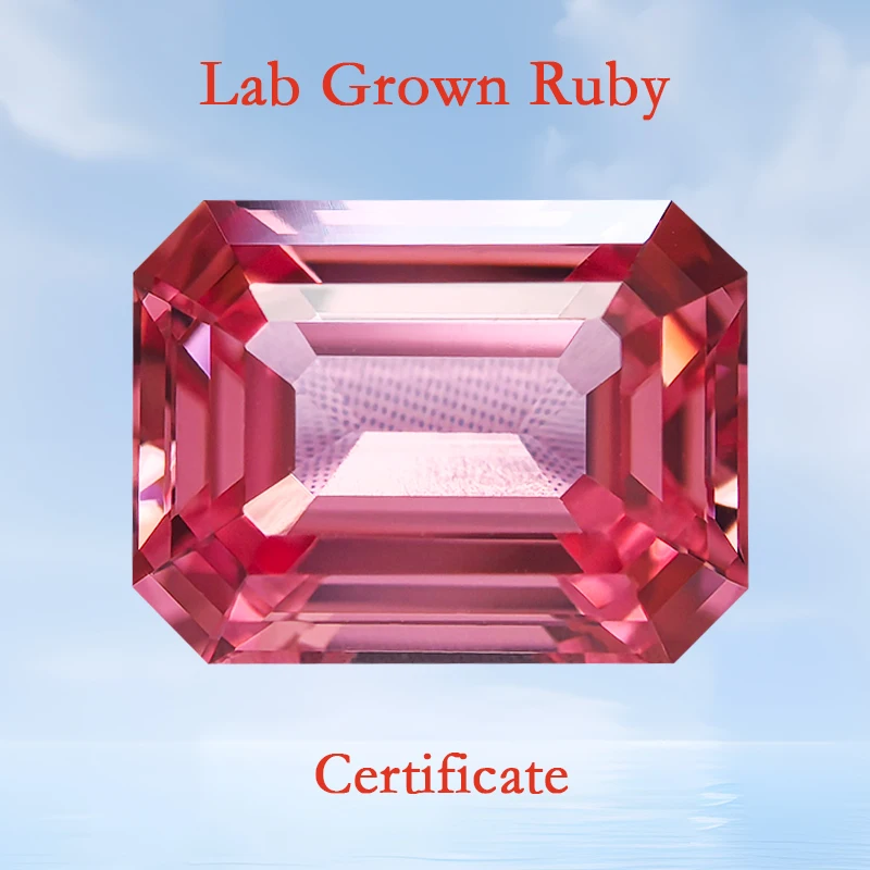 

Lab Grown Padparadscha Emerald Cut Fire Lotus Color VVS1 Gemstone Charms Beads for DIY Jewelry Making Selectable AGL Certificate