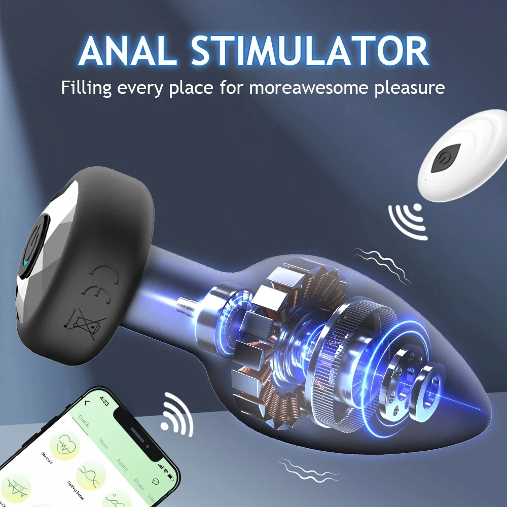 10 Speeds Vibrating Buttplug Wireless/APP Remote Control Anal Plug Male Prostate Massager Adult Erotic Sex Toy for Women Men 18