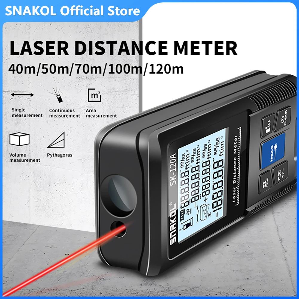 SNAKOL Laser Distance Meter 40m 70m 100m 120m 150m Rangefinder Digital Range Finder Trena Roulette Ruler Distance Measure Tape