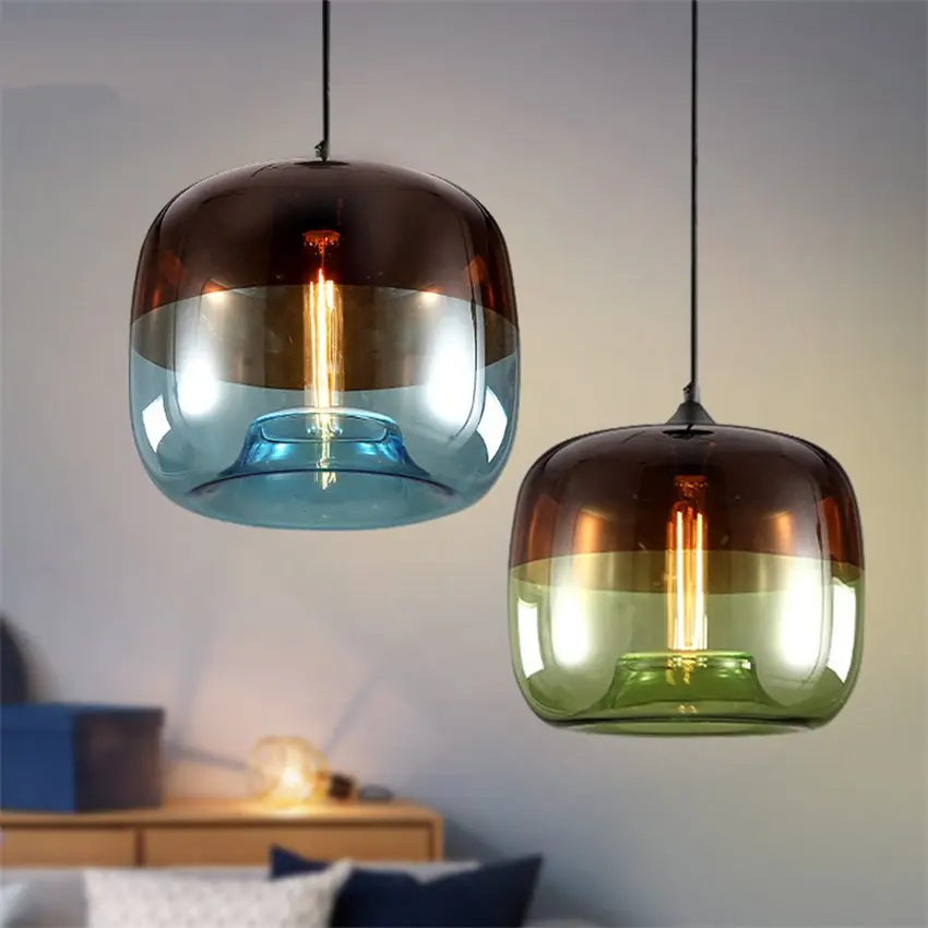 Nordic colored apple glass pendant lights restaurant clothing store living room bedroom hanging lamps lighting E27 fixtures