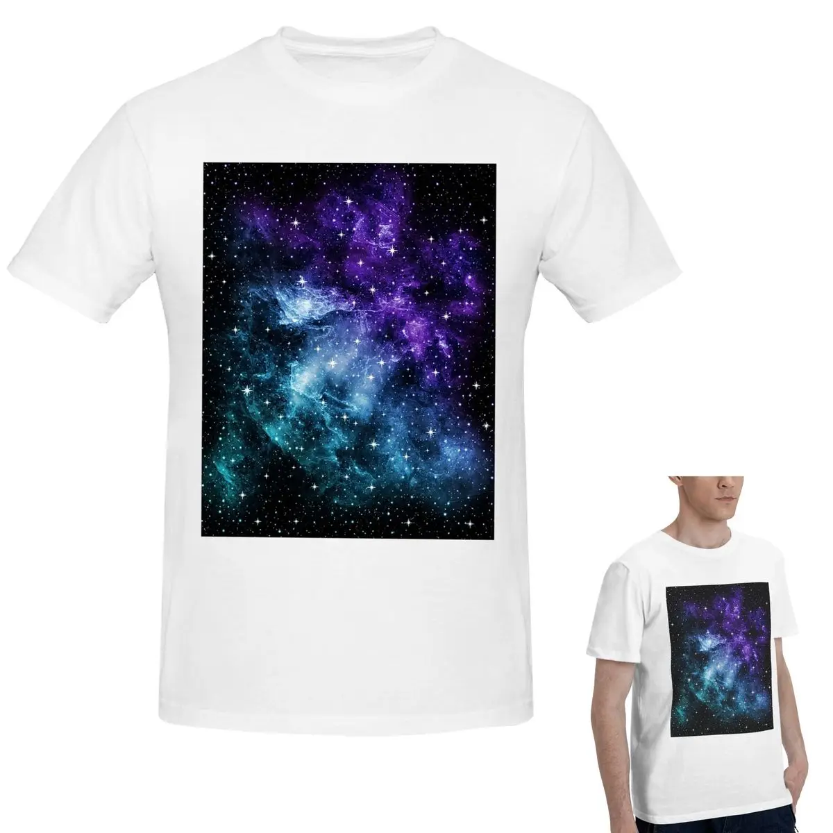 

100% Cotton Purple Teal Galaxy Nebula Dream T-Shirt Men's Funny Oversized T Shirt Men O-Neck Summer Shirts Tops S-6XL