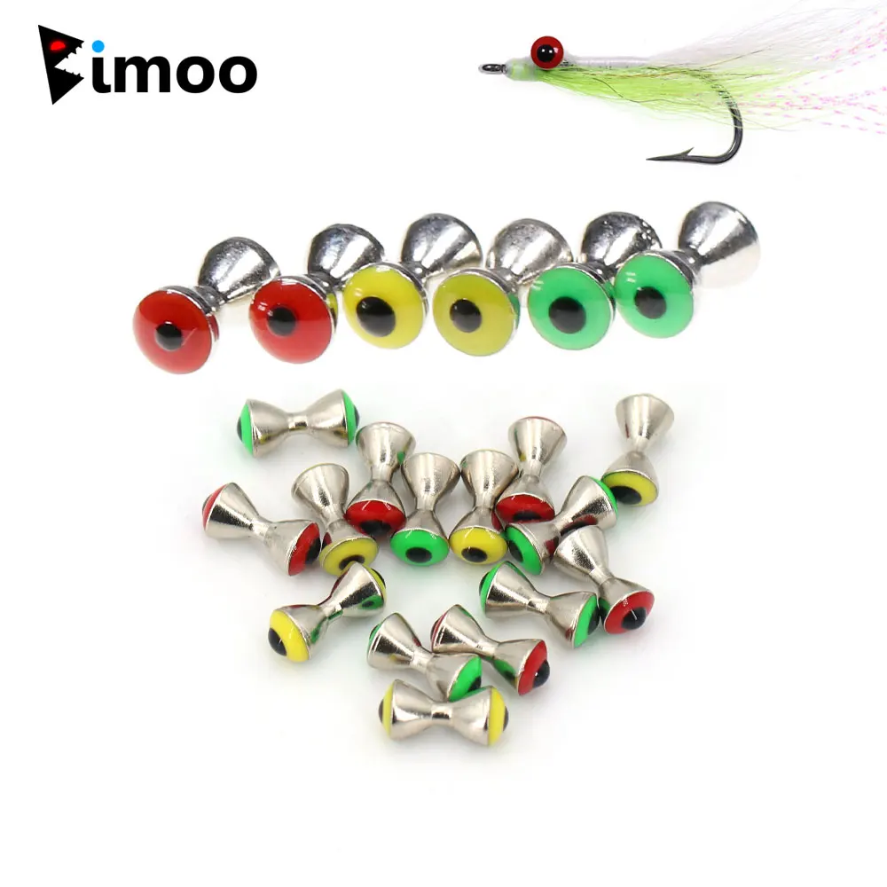 Bimoo 15 Stück Messing 3D Hantel-Fischaugenperlen Fliegenbindematerial Realistische Hantelperlen für Minnow Streamer Crazy Charlie Fliegen