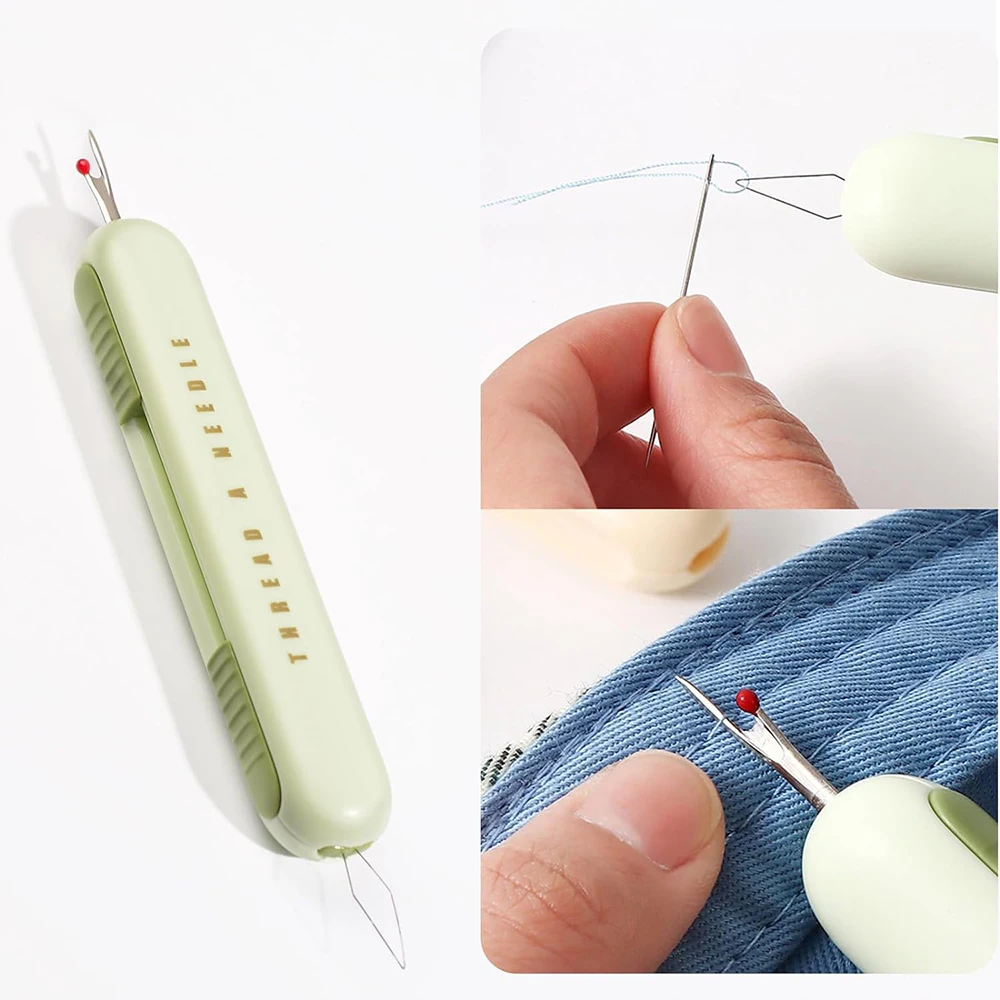 

2 in 1 Needle Threader Seam Ripper Threading and Seam Remover Tool for Hand Sewing Cross Stitch Craft Knitting Sewing Supplies