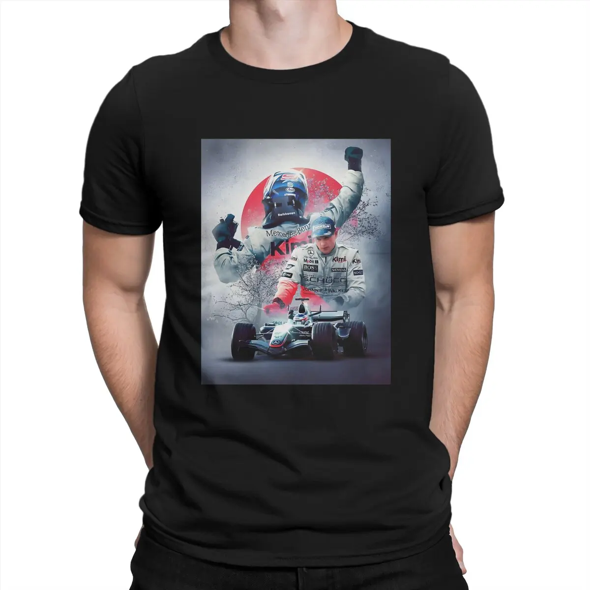 Raikkonen T-Shirt for Men Kimi Raikkonen Creative Pure Cotton Tee Shirt Crewneck Short Sleeve T Shirts New Arrival Clothes