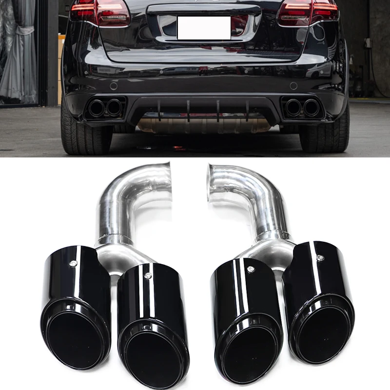 Quad Car Exhaust Tip For 2011-2014 Porsche Cayenne 958  304 Stainless Steel Muffler Tip Nozzle Tailpipe Exhaust System Tuning Ti